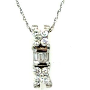 10K Diamond White Gold Diamond Pendant Affordable Beautiful 18" Necklace